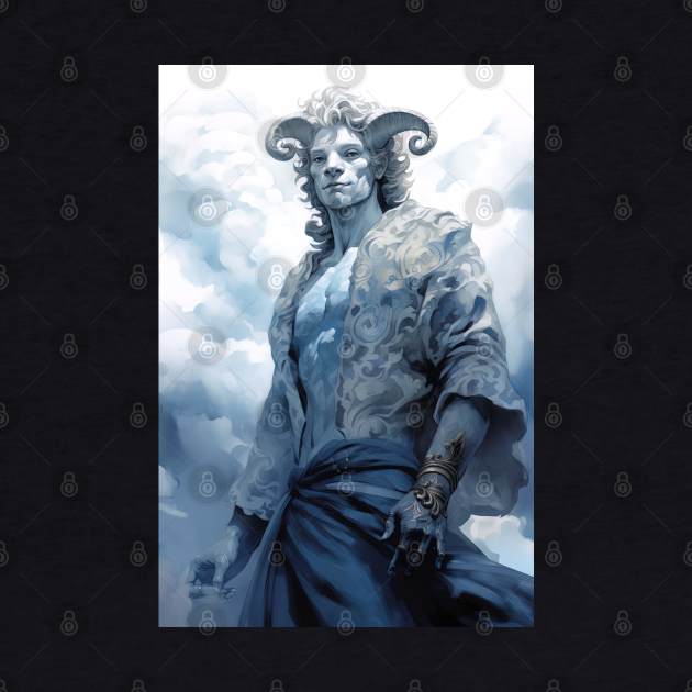 white demon on light blue background by Maverick Media